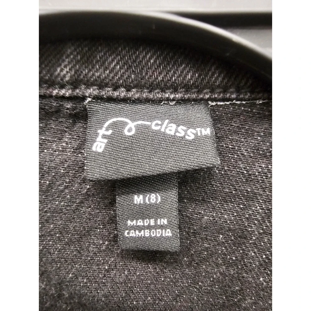 Art Class Girls Black Studded Denim‎ Jacket Cropped Size M 8 333021450
